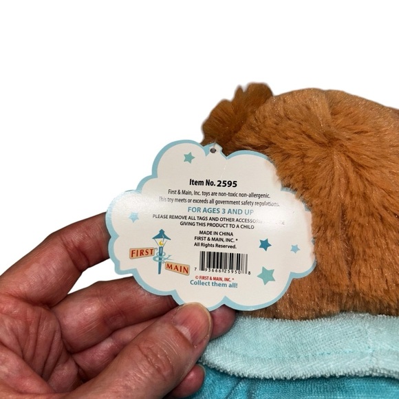 First & Main Bounce Back Jack Get well Soon Teddy Bear Bath Robe Slippers #2595 - Picture 9 of 9